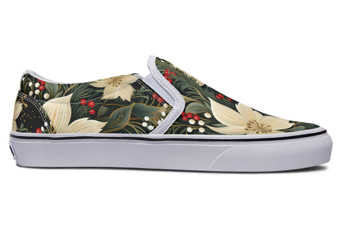 Christmas Flora Slip Ons - Offbeat Sweetie