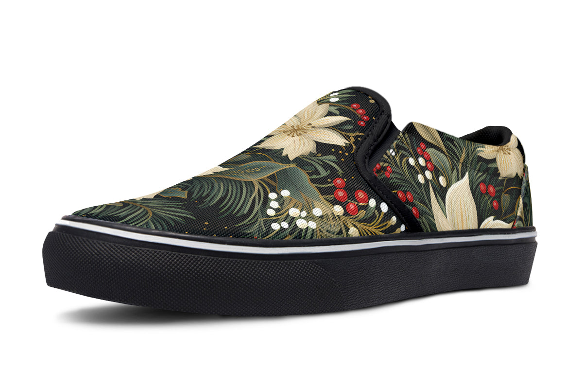 Christmas Flora Slip Ons - Offbeat Sweetie