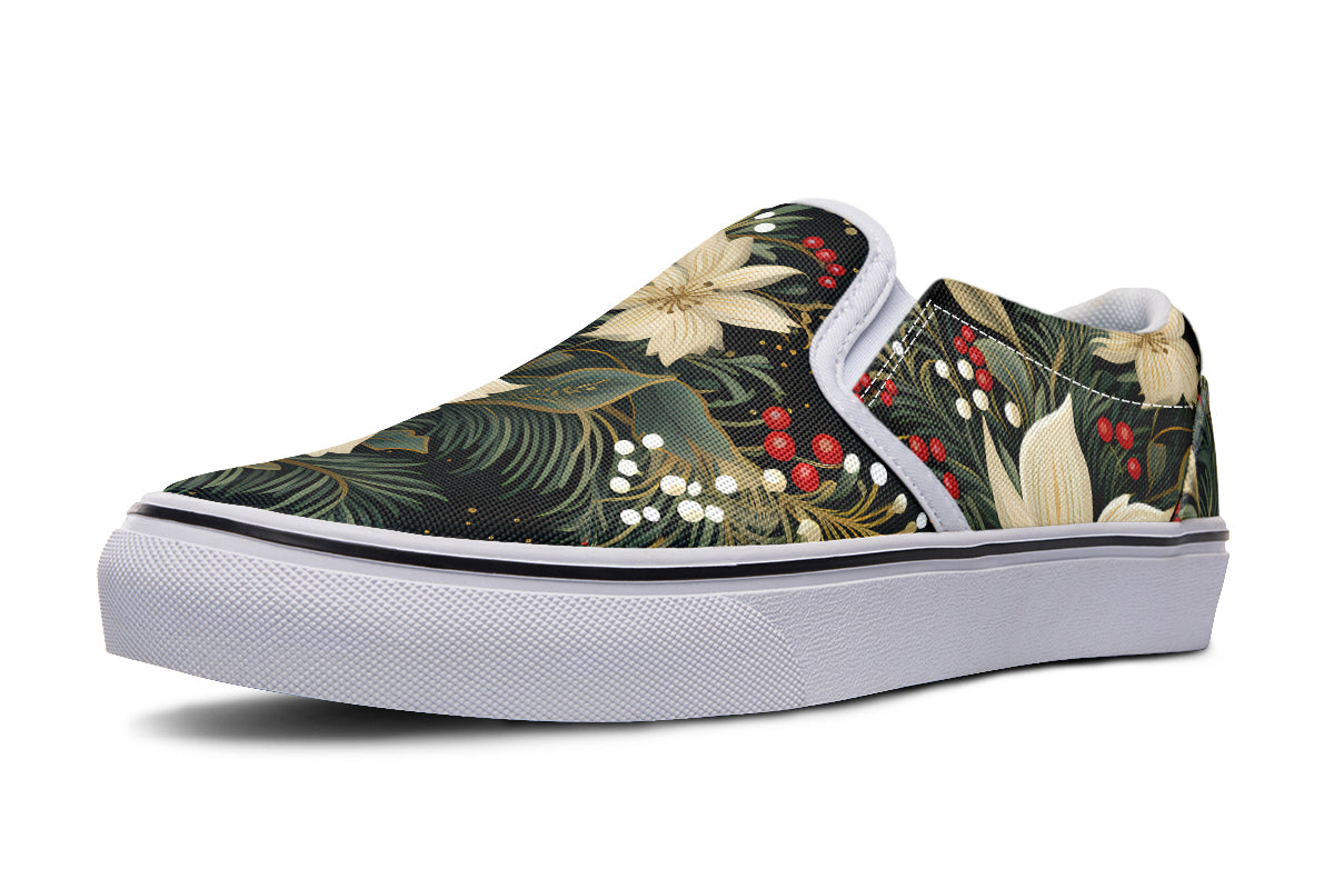 Christmas Flora Slip Ons - Offbeat Sweetie
