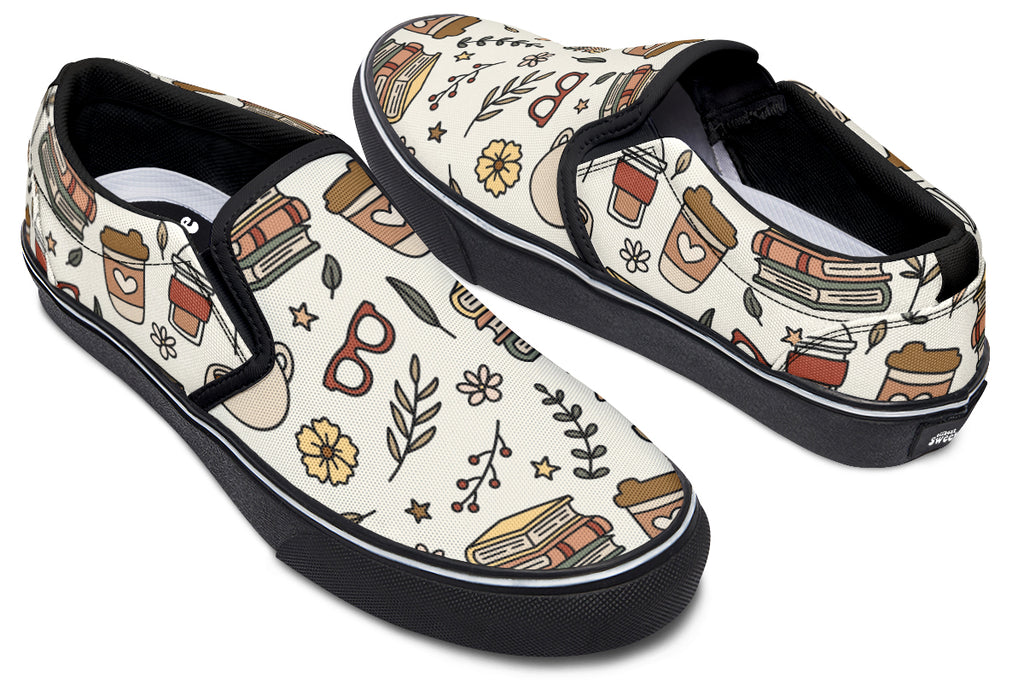 Coffee And Books Slip Ons