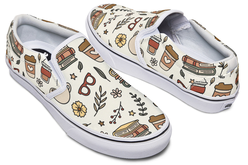 Coffee And Books Slip Ons