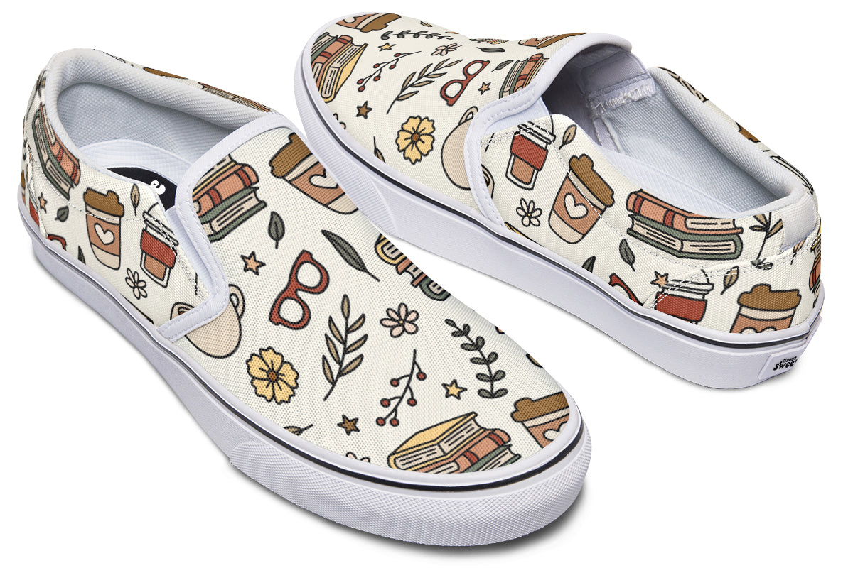 Coffee And Books Slip Ons