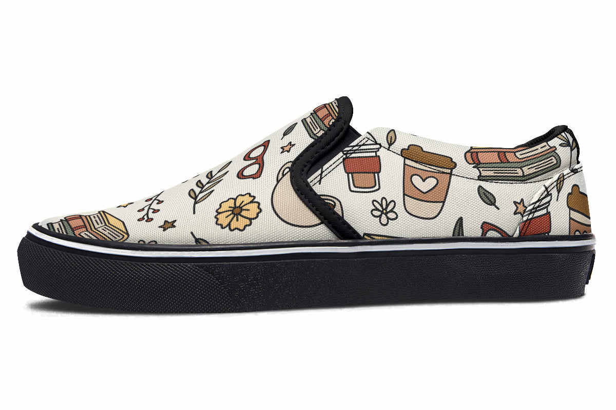 Coffee And Books Slip Ons