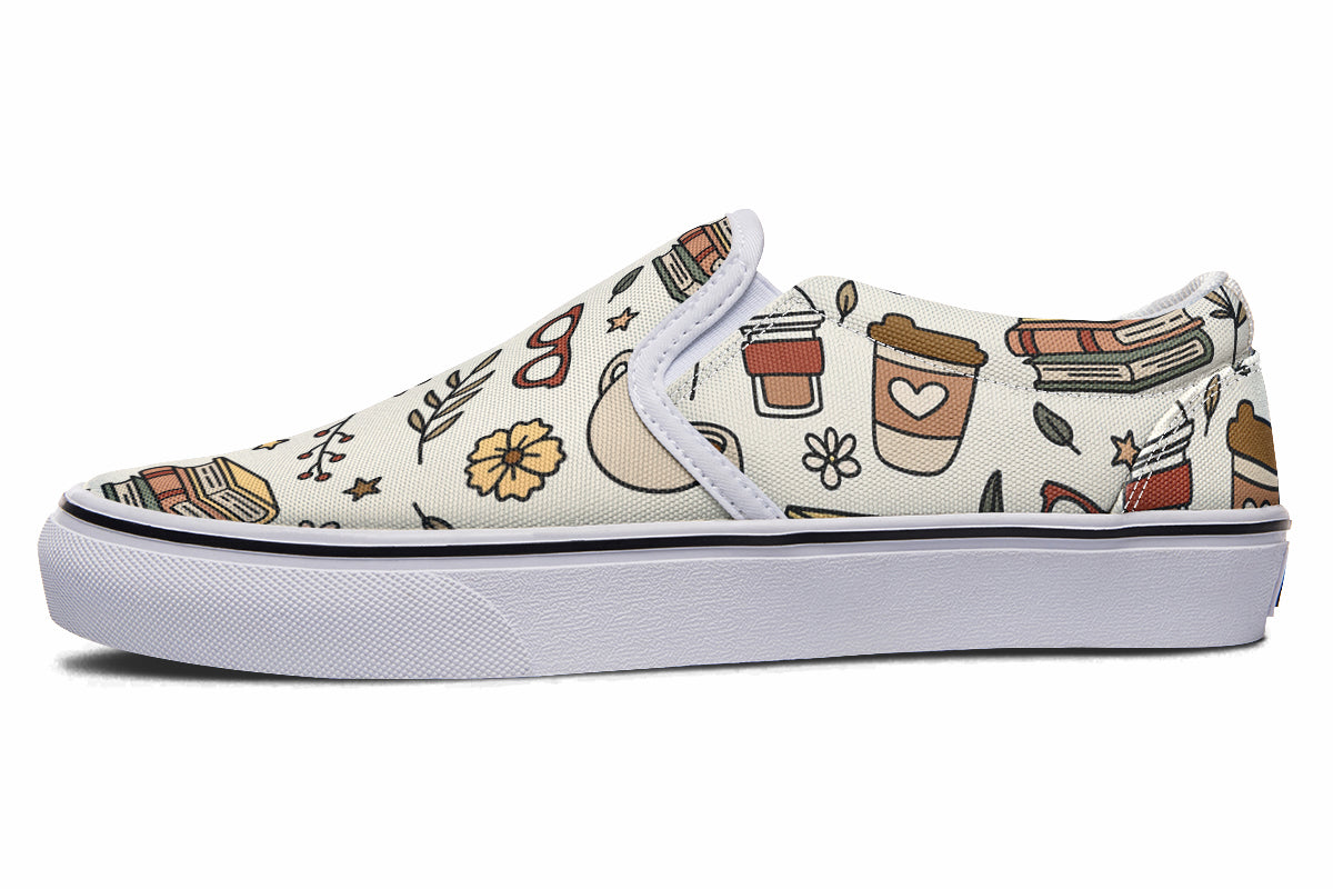 Coffee And Books Slip Ons