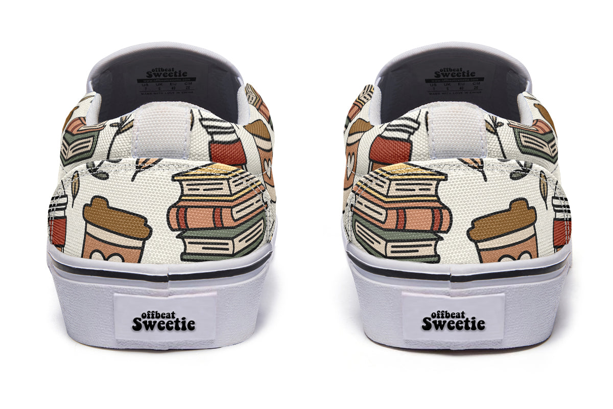 Coffee And Books Slip Ons