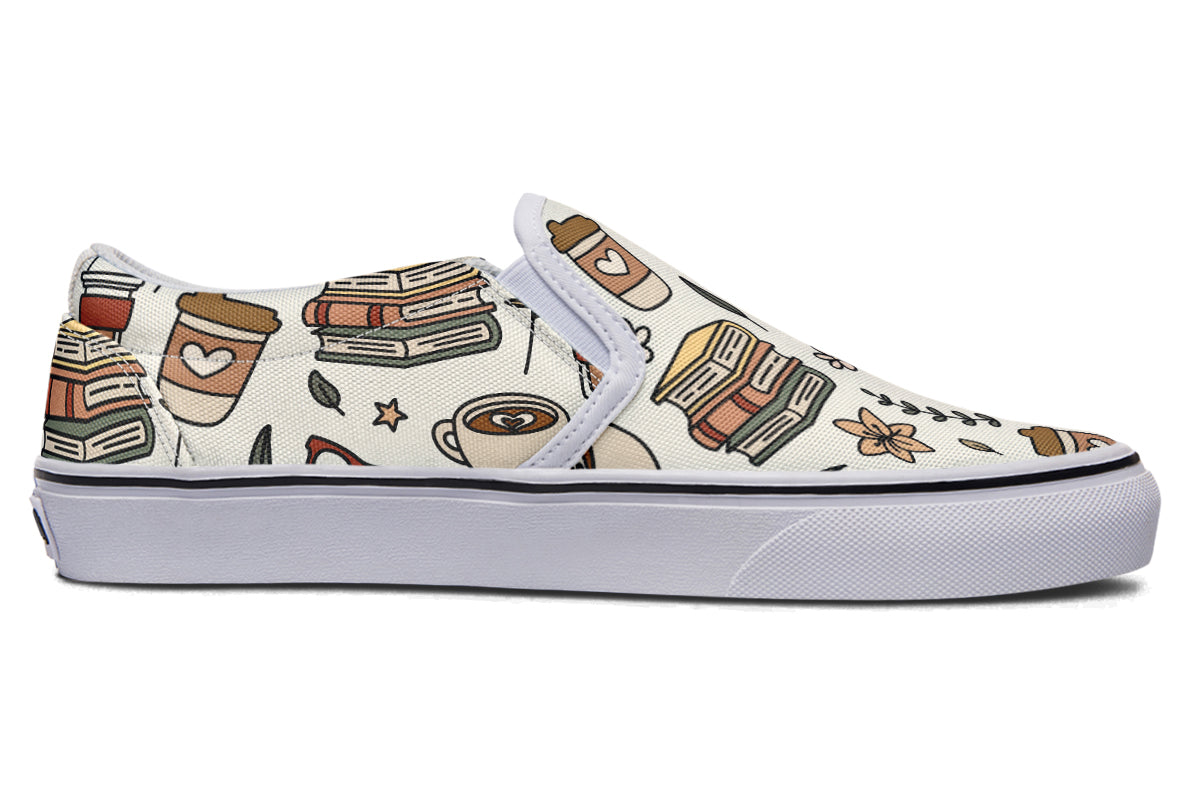 Coffee And Books Slip Ons