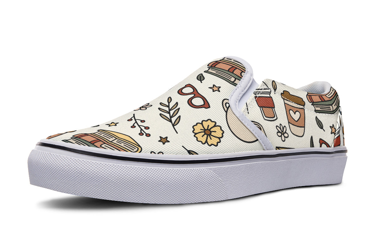 Coffee And Books Slip Ons
