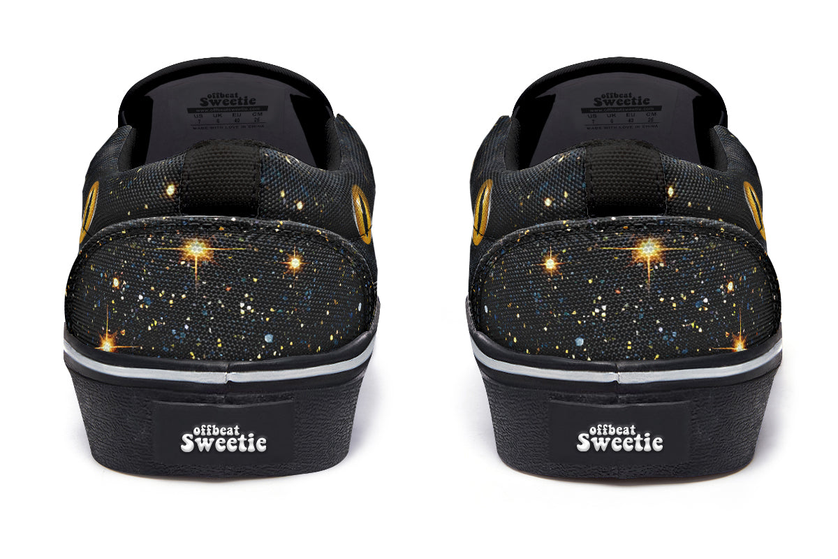 Cosmic Cat Eyes Slip Ons