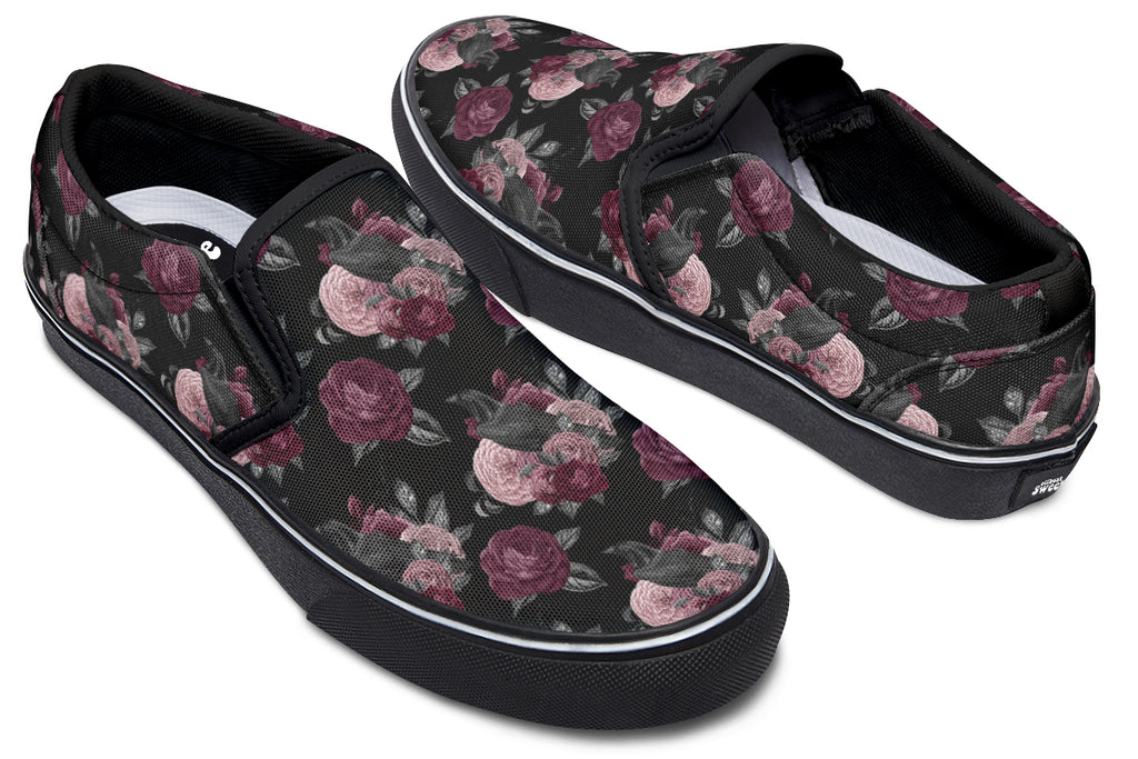 Crows And Roses Slip Ons - Offbeat Sweetie