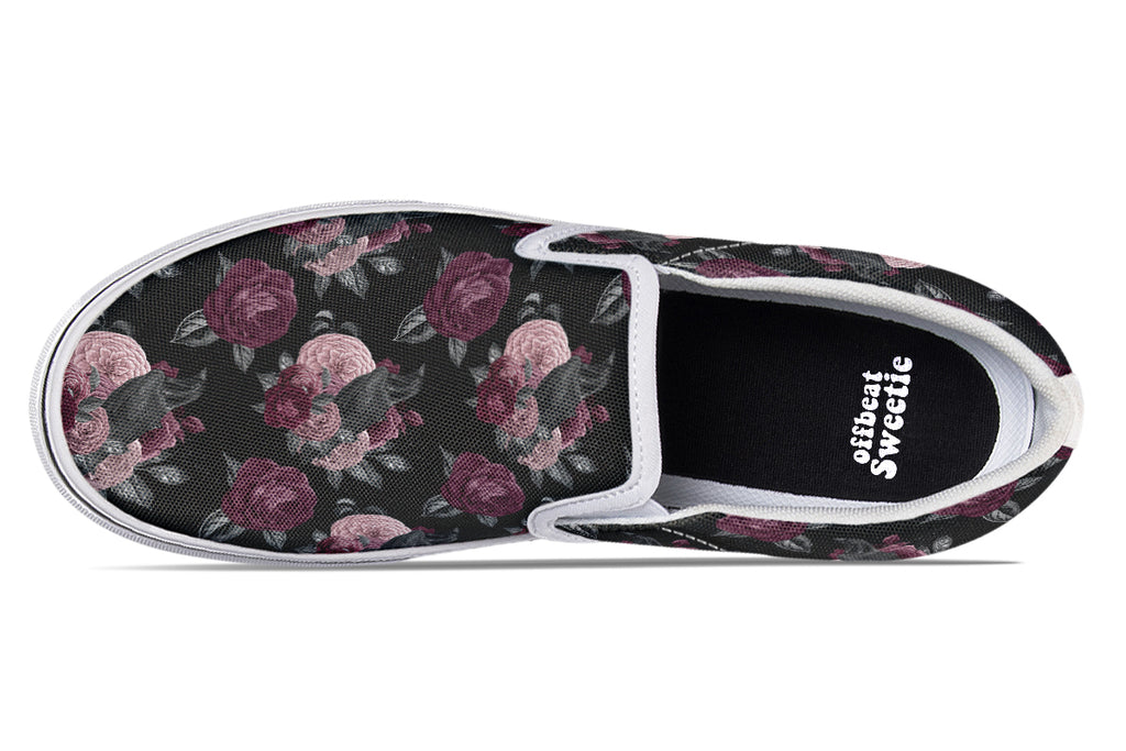 Crows And Roses Slip Ons - Offbeat Sweetie
