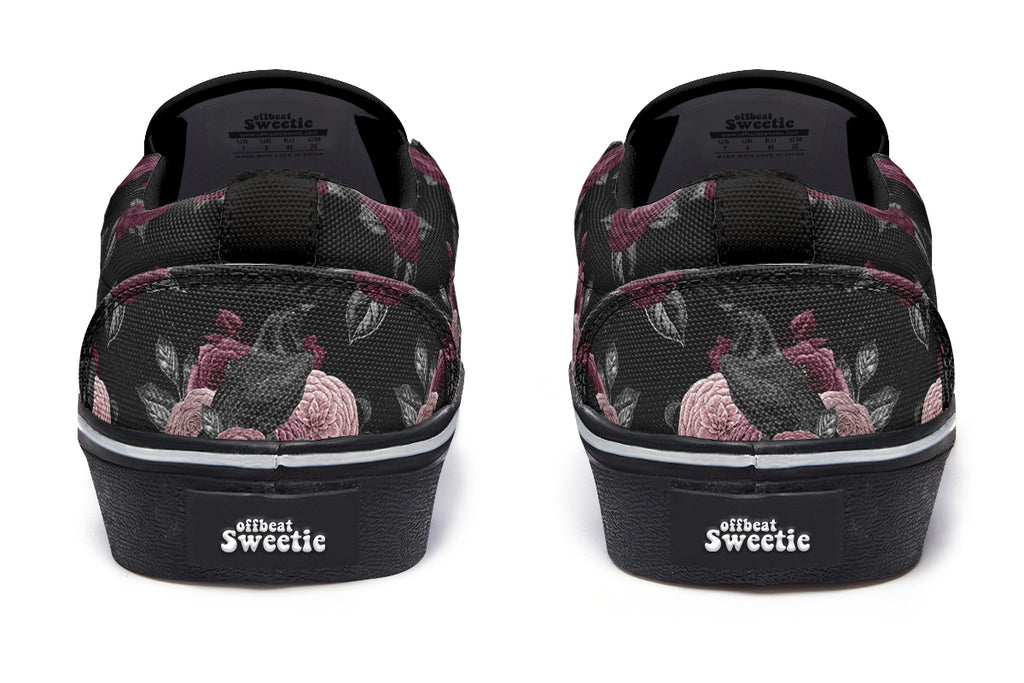 Crows And Roses Slip Ons - Offbeat Sweetie
