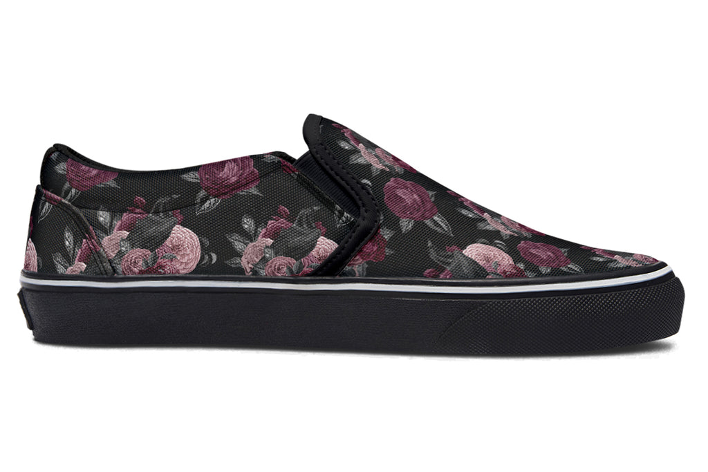 Crows And Roses Slip Ons - Offbeat Sweetie