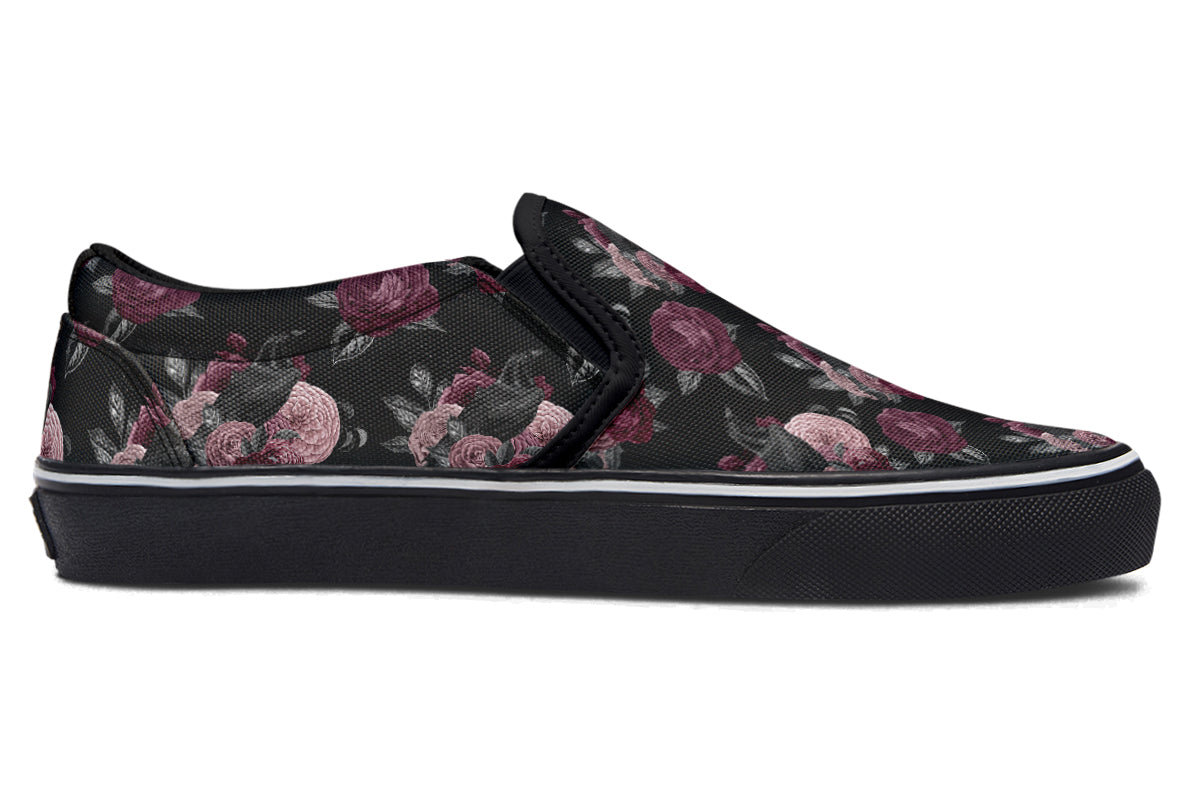 Crows And Roses Slip Ons - Offbeat Sweetie