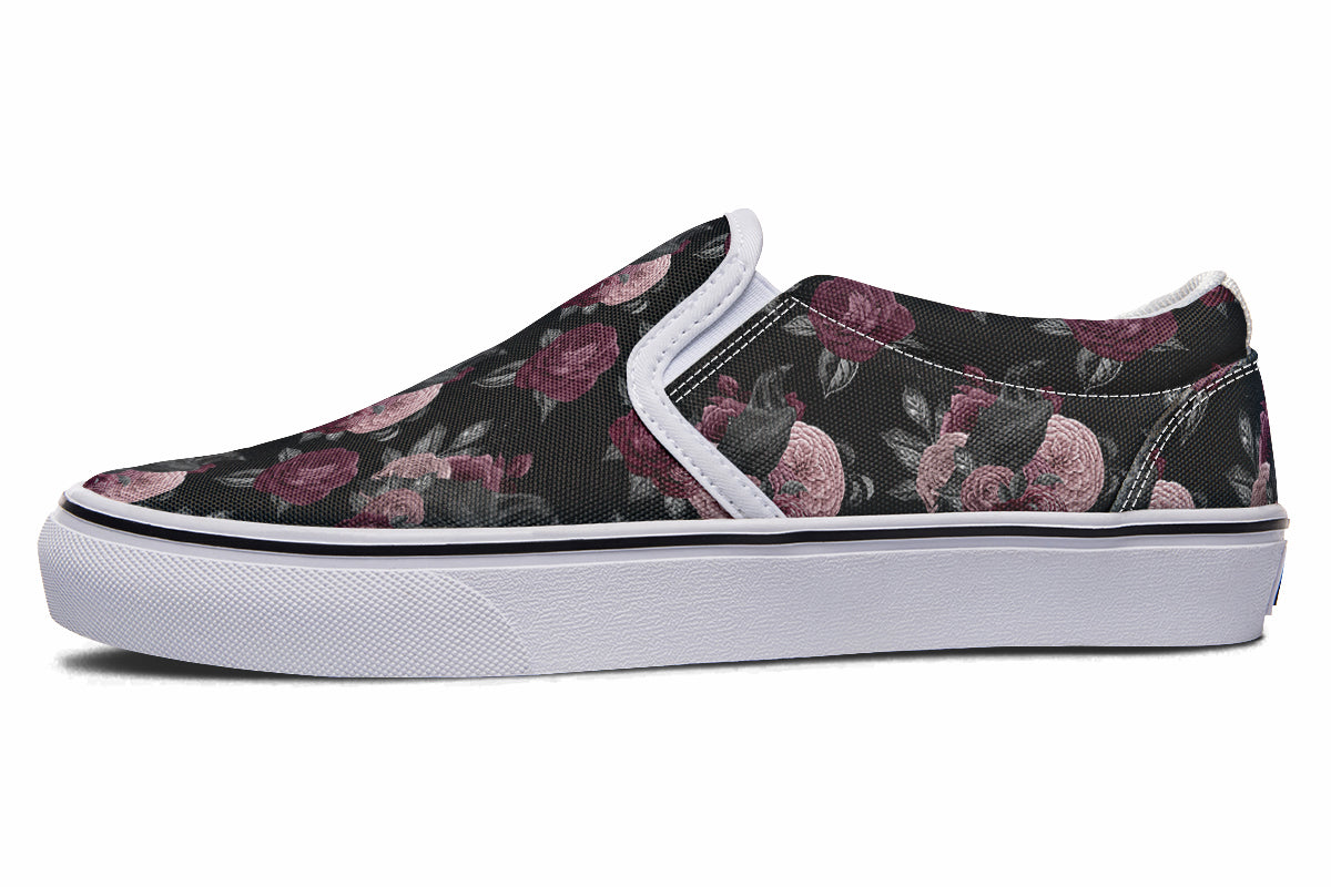 Crows And Roses Slip Ons - Offbeat Sweetie