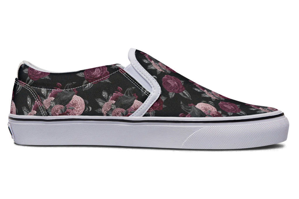Crows And Roses Slip Ons - Offbeat Sweetie
