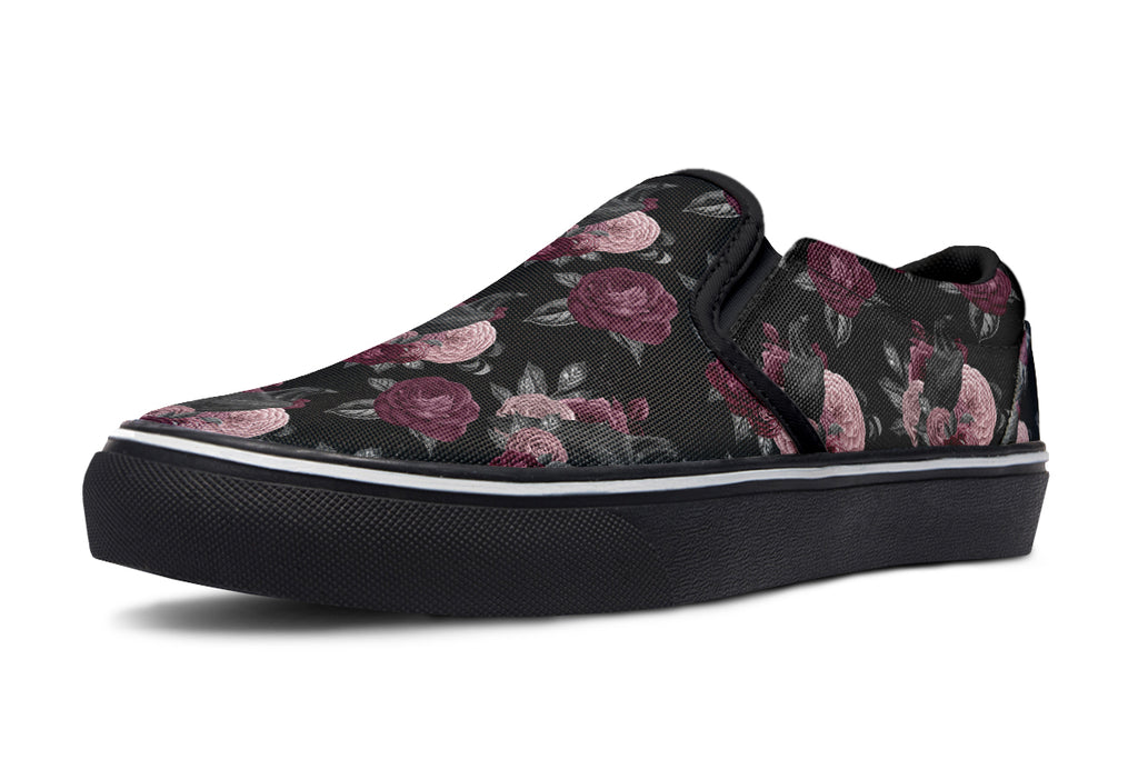 Crows And Roses Slip Ons - Offbeat Sweetie