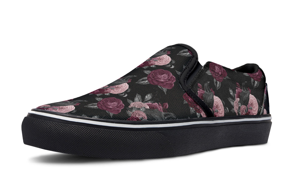 Crows And Roses Slip Ons - Offbeat Sweetie