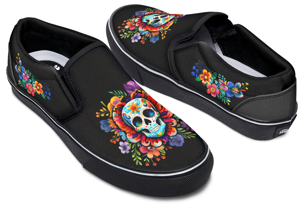 Day of the Dead Slip Ons - Offbeat Sweetie
