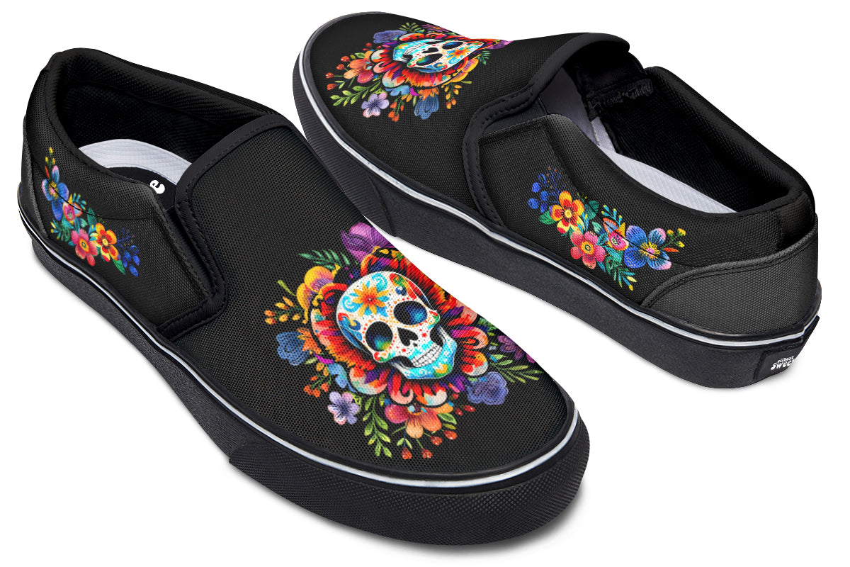 Day of the Dead Slip Ons - Offbeat Sweetie