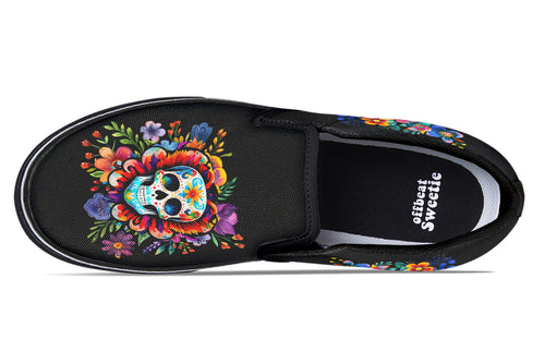 Day of the Dead Slip Ons - Offbeat Sweetie