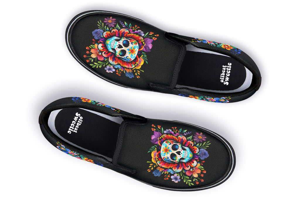 Day of the Dead Slip Ons - Offbeat Sweetie