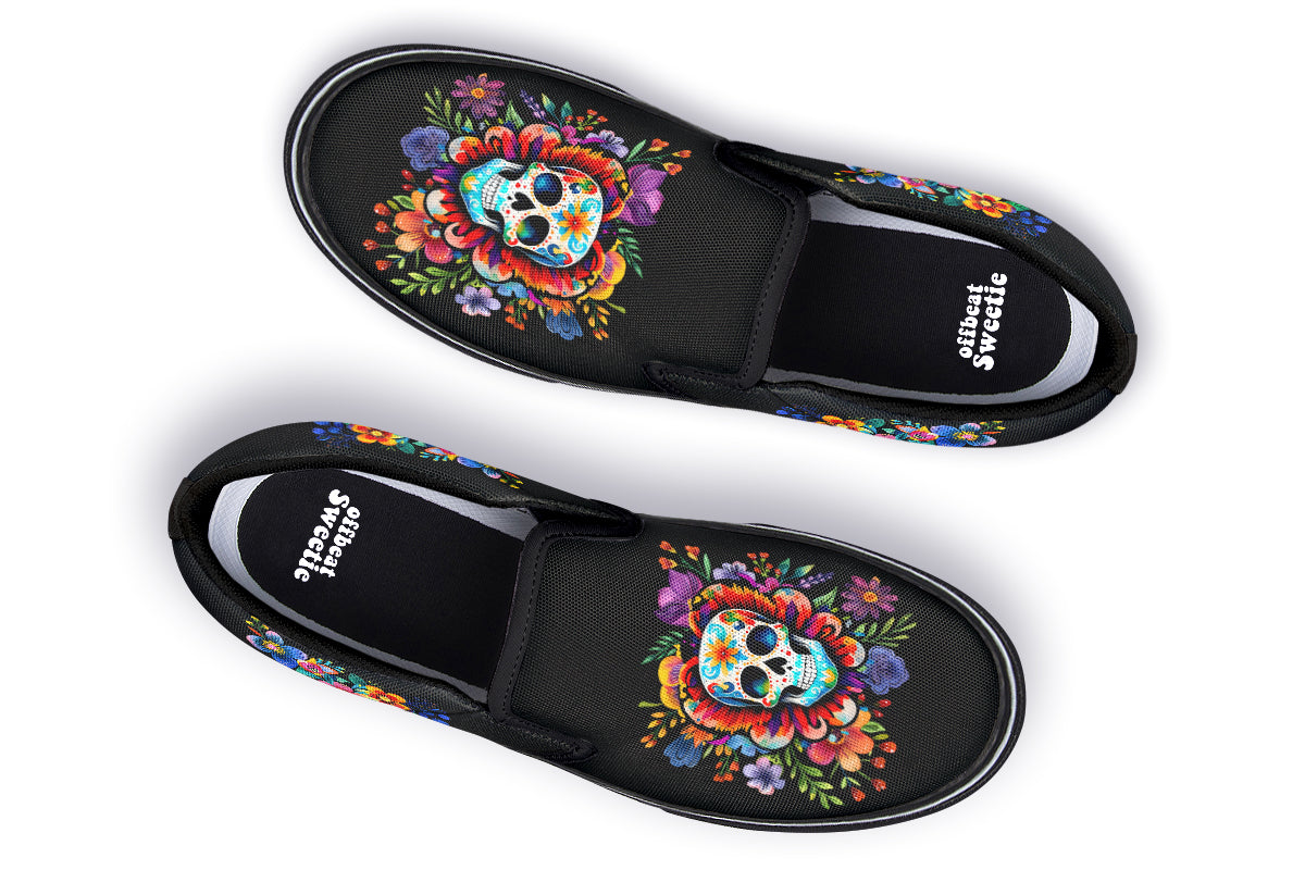 Day of the Dead Slip Ons - Offbeat Sweetie