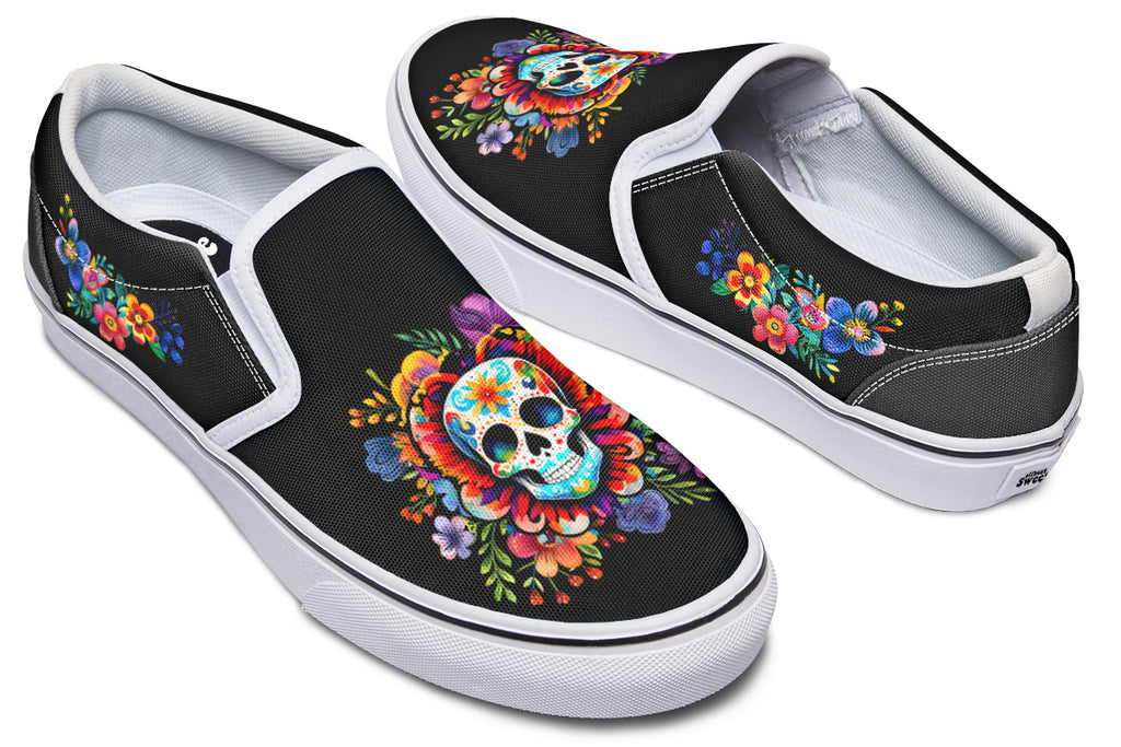 Day of the Dead Slip Ons - Offbeat Sweetie