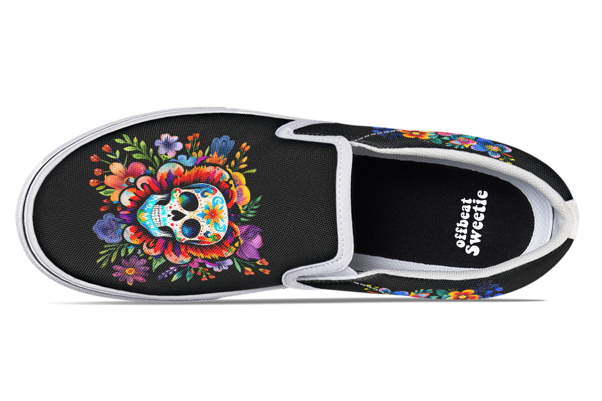 Day of the Dead Slip Ons - Offbeat Sweetie