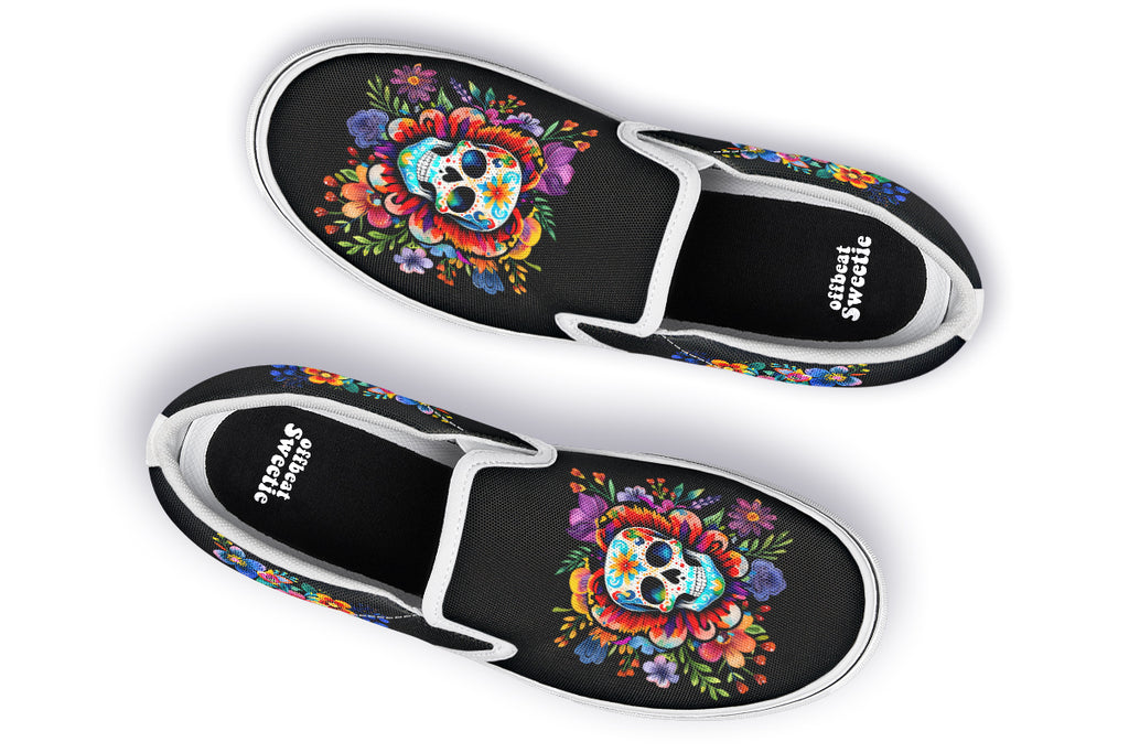 Day of the Dead Slip Ons - Offbeat Sweetie