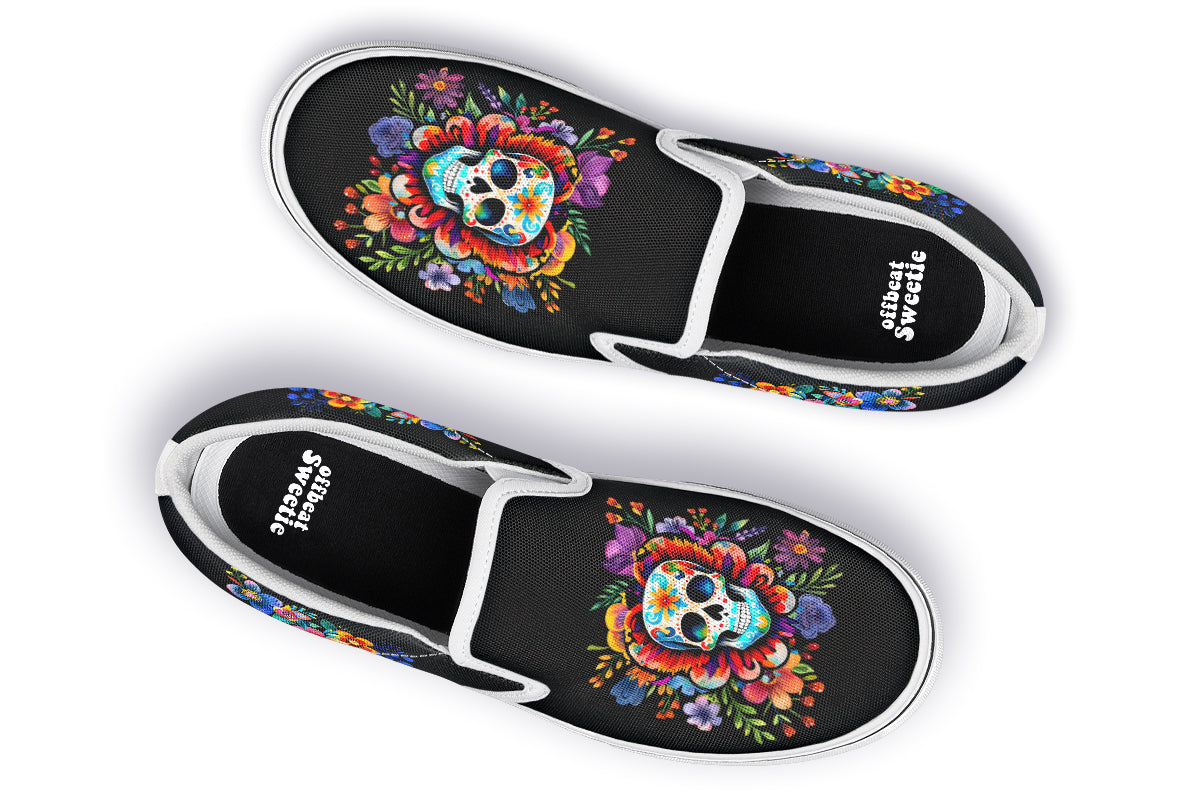 Day of the Dead Slip Ons - Offbeat Sweetie