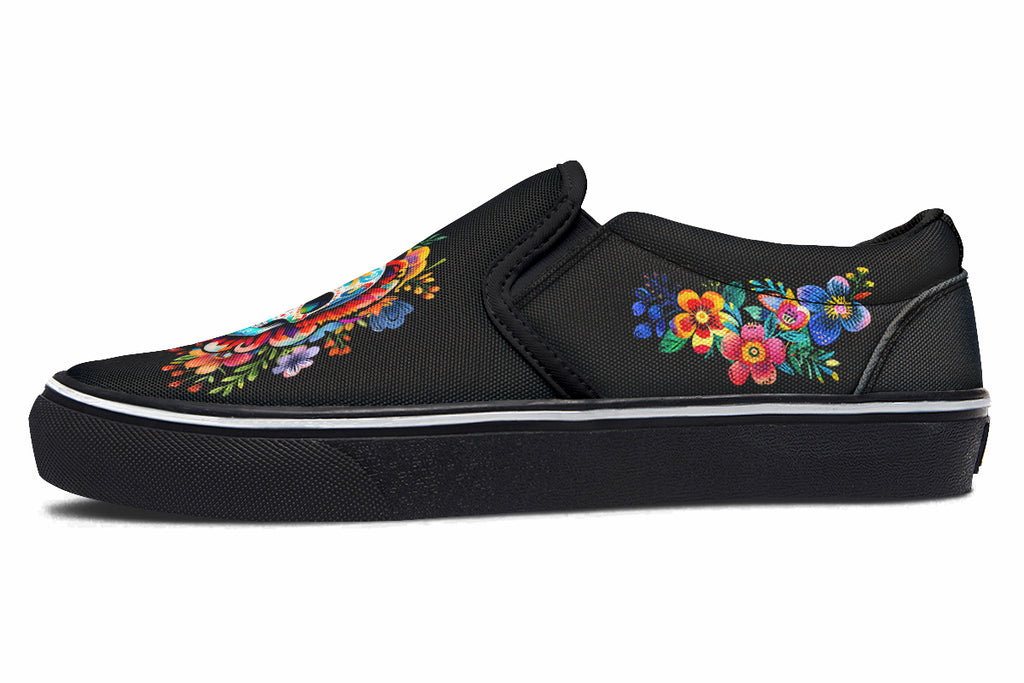 Day of the Dead Slip Ons - Offbeat Sweetie