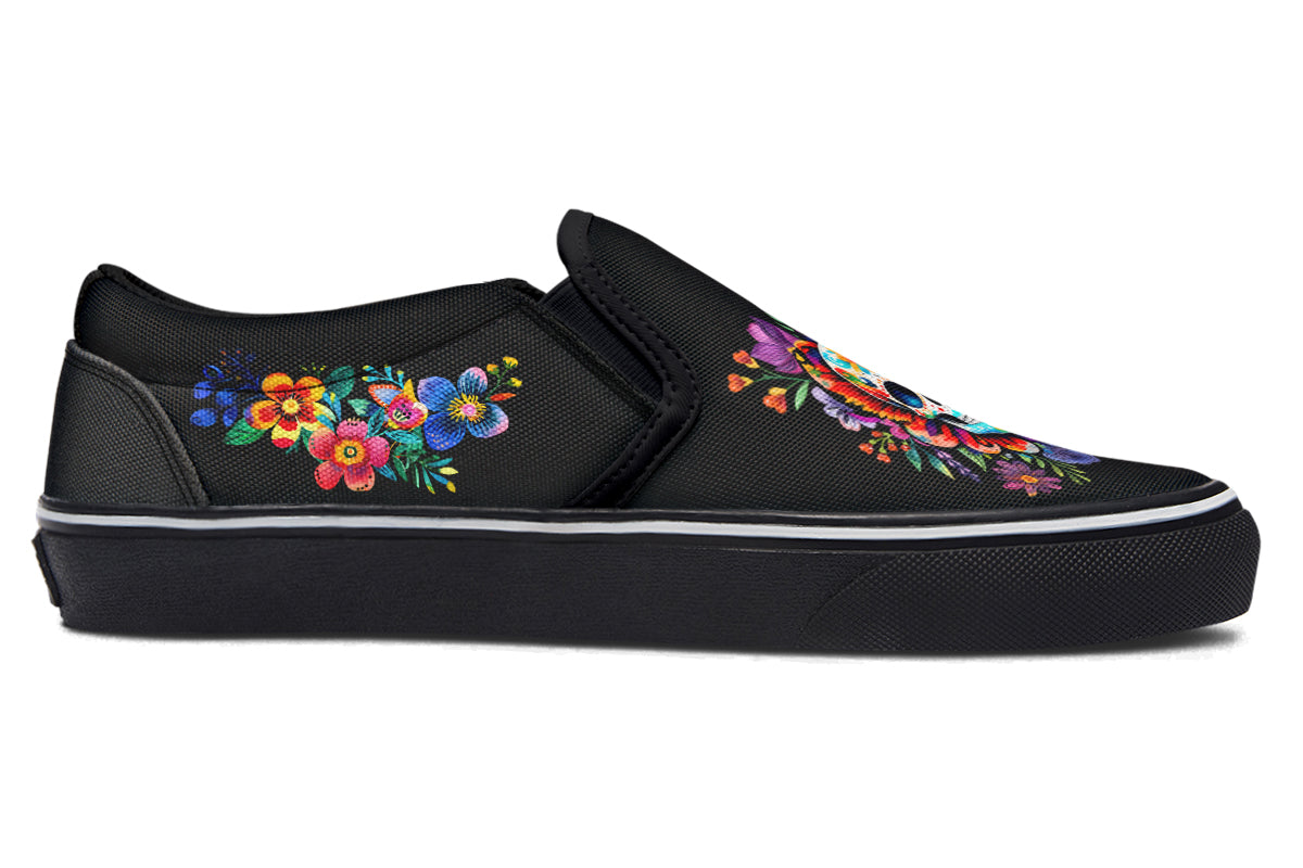 Day of the Dead Slip Ons - Offbeat Sweetie