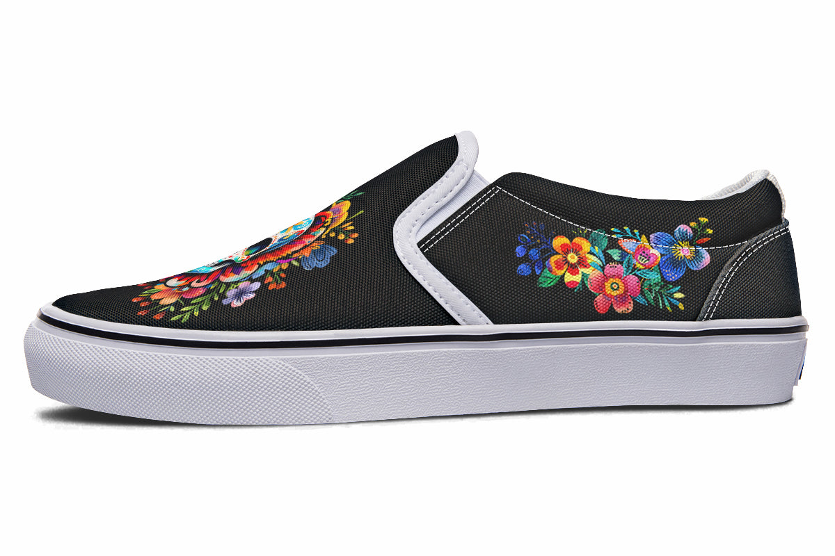 Day of the Dead Slip Ons - Offbeat Sweetie