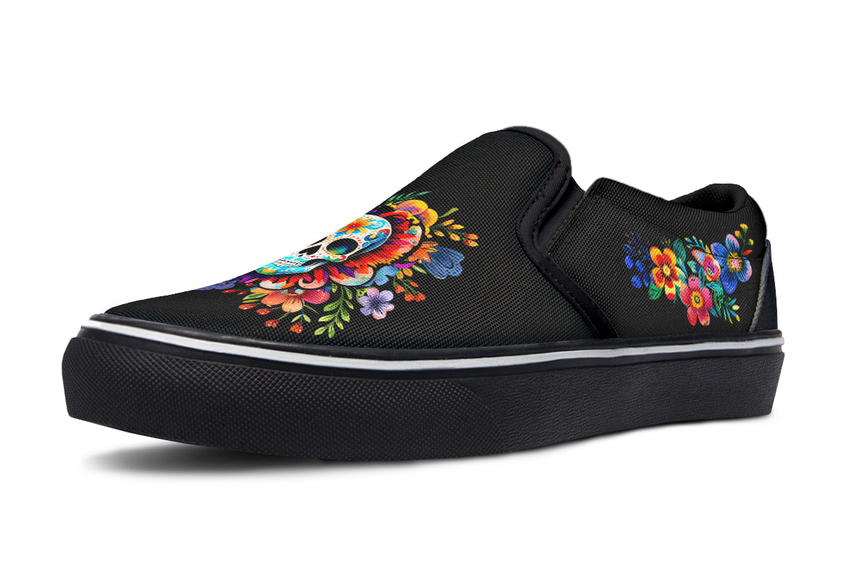 Day of the Dead Slip Ons - Offbeat Sweetie
