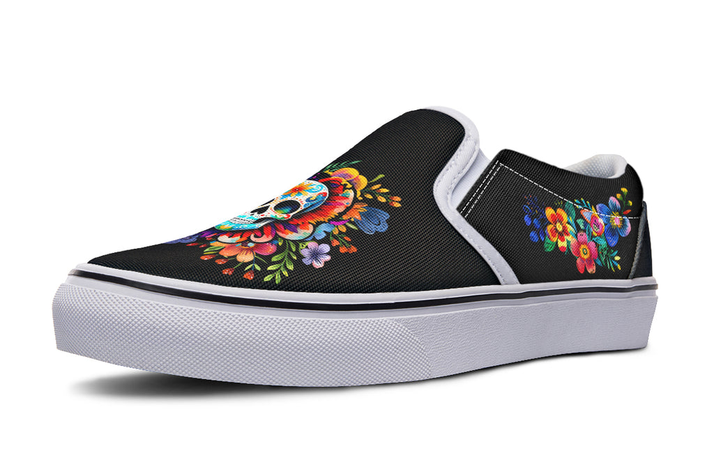 Day of the Dead Slip Ons - Offbeat Sweetie