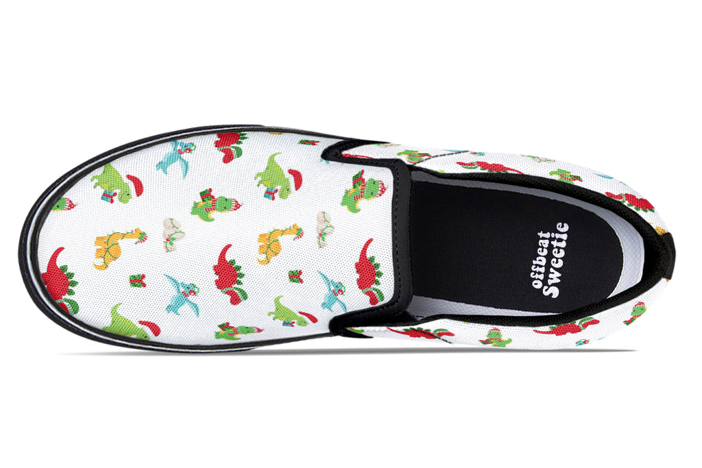 Dino Christmas Slip Ons - Offbeat Sweetie