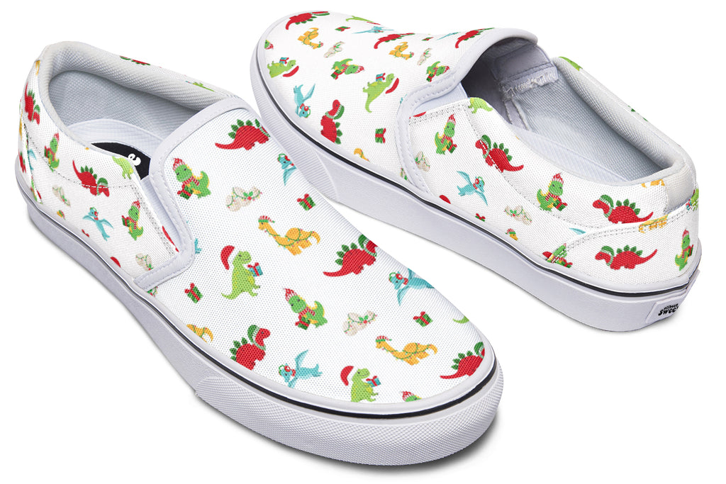 Dino Christmas Slip Ons - Offbeat Sweetie