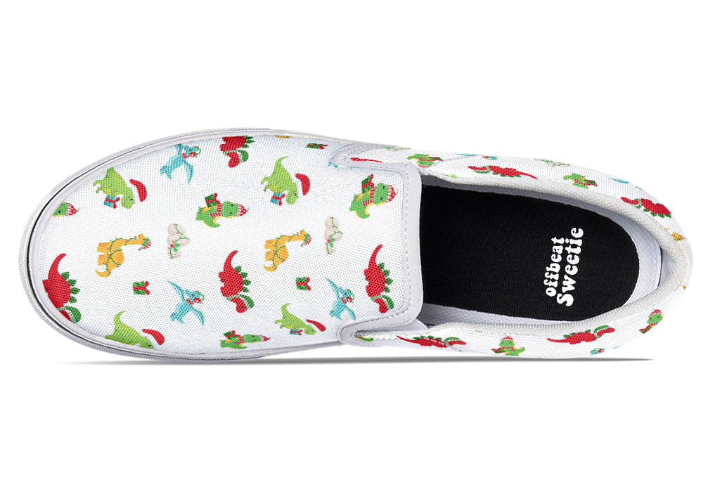 Dino Christmas Slip Ons - Offbeat Sweetie