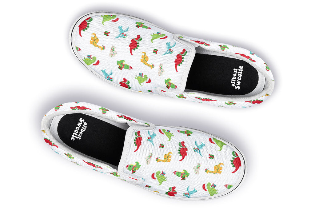 Dino Christmas Slip Ons - Offbeat Sweetie