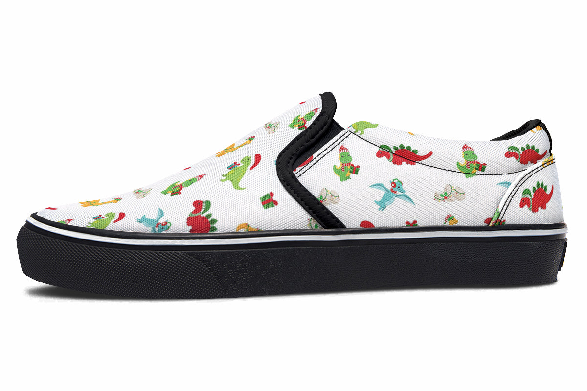 Dino Christmas Slip Ons - Offbeat Sweetie