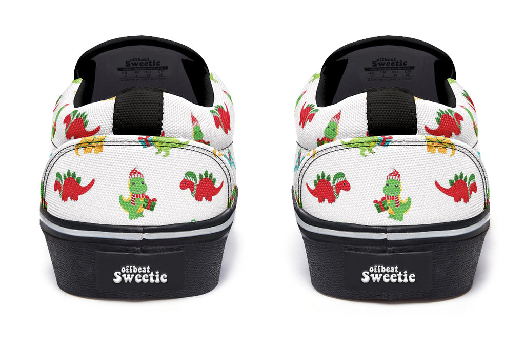 Dino Christmas Slip Ons - Offbeat Sweetie