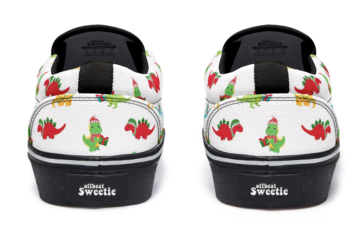 Dino Christmas Slip Ons - Offbeat Sweetie