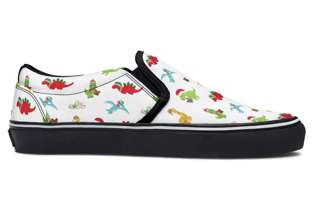 Dino Christmas Slip Ons - Offbeat Sweetie