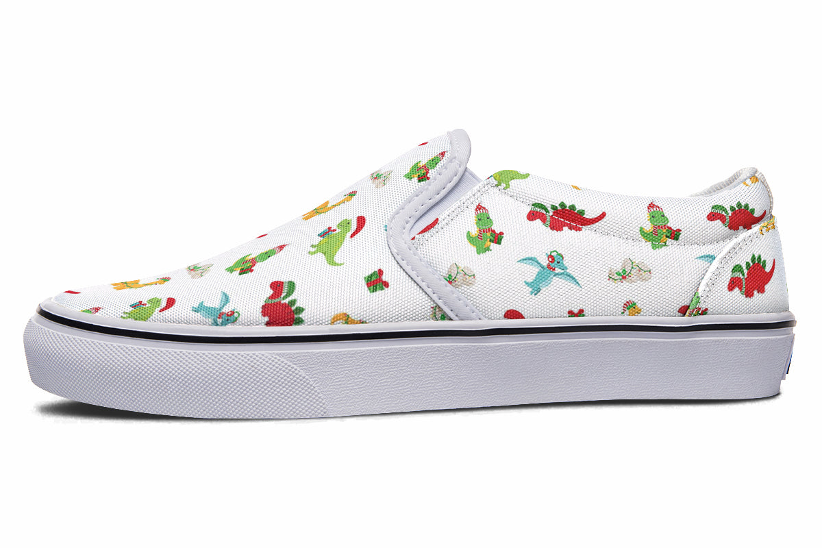 Dino Christmas Slip Ons - Offbeat Sweetie