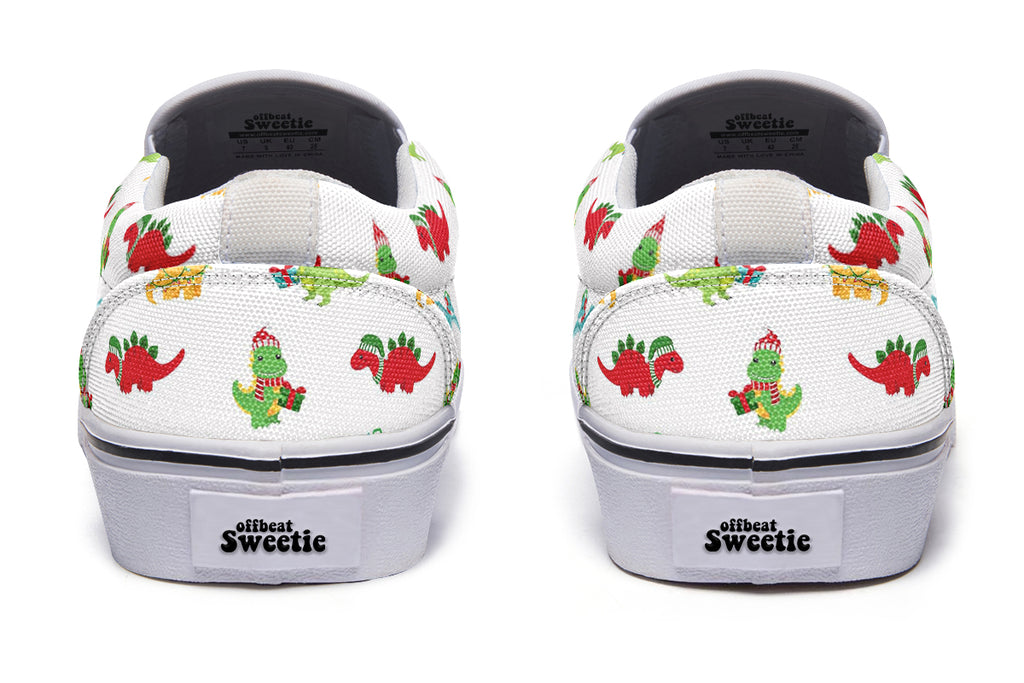 Dino Christmas Slip Ons - Offbeat Sweetie