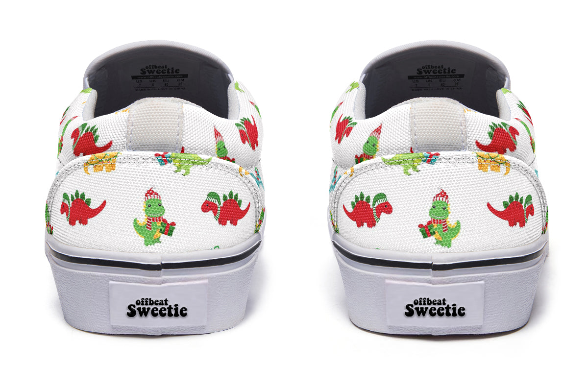 Dino Christmas Slip Ons - Offbeat Sweetie