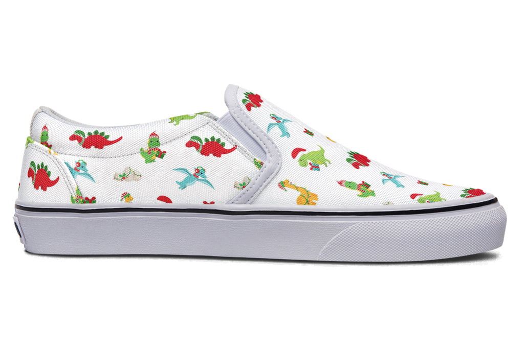 Dino Christmas Slip Ons - Offbeat Sweetie
