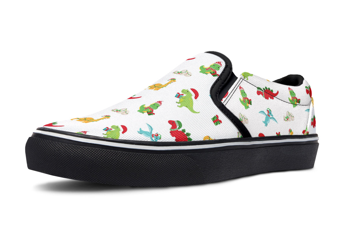 Dino Christmas Slip Ons - Offbeat Sweetie