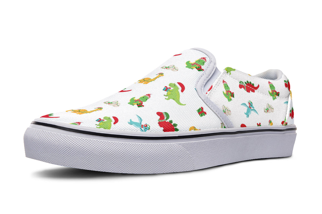 Dino Christmas Slip Ons - Offbeat Sweetie