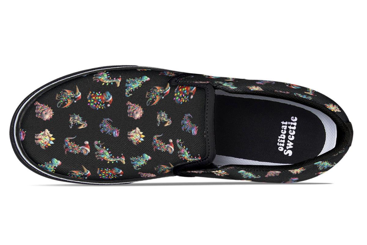 Dinos In Lights Slip Ons - Offbeat Sweetie